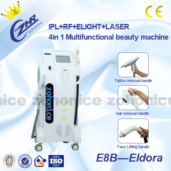 4IN1 چند منظوره E-نور IPL RF سیستم لیزری برای حذف مو / جوانسازی پوست