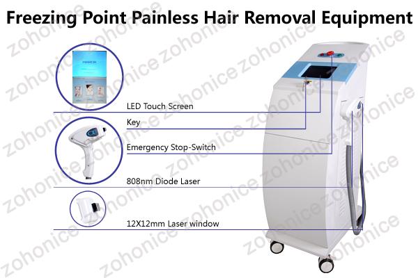 808nm به دیود لیزر مو دستگاه حذف با 12 * 12mm استفاده نقطه اندازه برای حذف مو