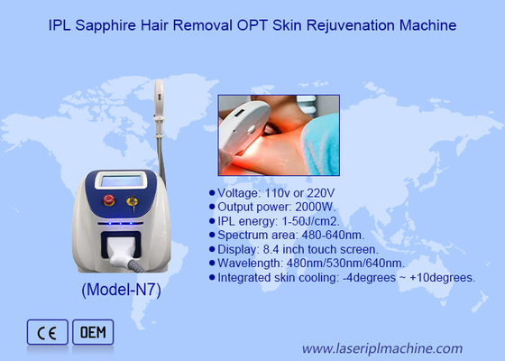مواد کریستالی سفیر IPL لیزر موهای پاک کننده ماشین جوان سازی پوست