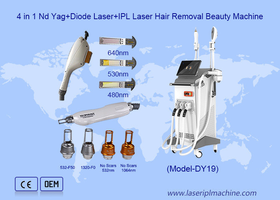 3 در 1 Nd Yag 808nm دیود لیزر حذف خالکوبی مو IPL ماشین درمان آکنه