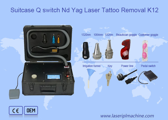 چمدان 532nm لیزر حذف خالکوبی مینی کیو سوئیچ Nd Yag ماشین زیبایی