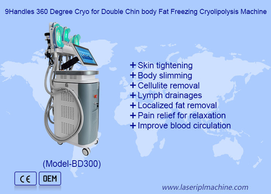 9دستگير 360 درجه Cryo برای چانه دوگانه بدن چربی یخچال ماشین Cryolipolysis