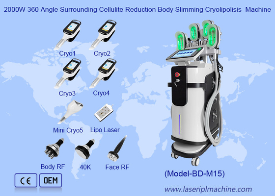 2000W 360 زاویه اطراف کاهش سلولیت بدن لاغری ماشین Cryolipolisis