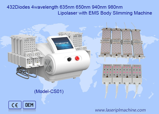 635nm 650nm 940nm 980nm دیود لیزر EMS صفحه لیپوساکشن دستگاه لاغری بدن