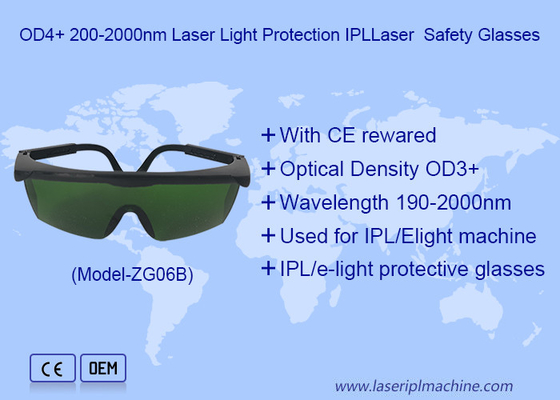 عینک های ایمنی لیزر IPL OD3 + 200-2000nm با CE Rewared برای حفاظت چشم اپراتورهای لیزر IPL