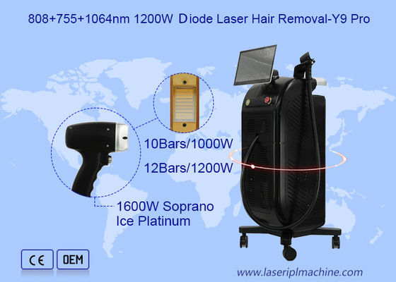 تک دسته 3 طول موج 808 755 1064nm 1200W دیود لیزر موهای Y9 Pro