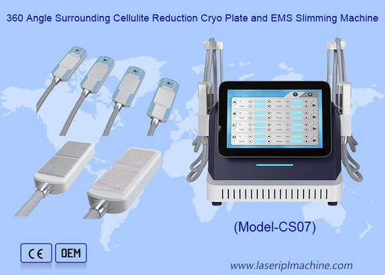 قیمت خوب ۳۶۰ زاویه اطراف سلولیت کاهش صفحه کریو و EMS دستگاه لاغری آنلاین